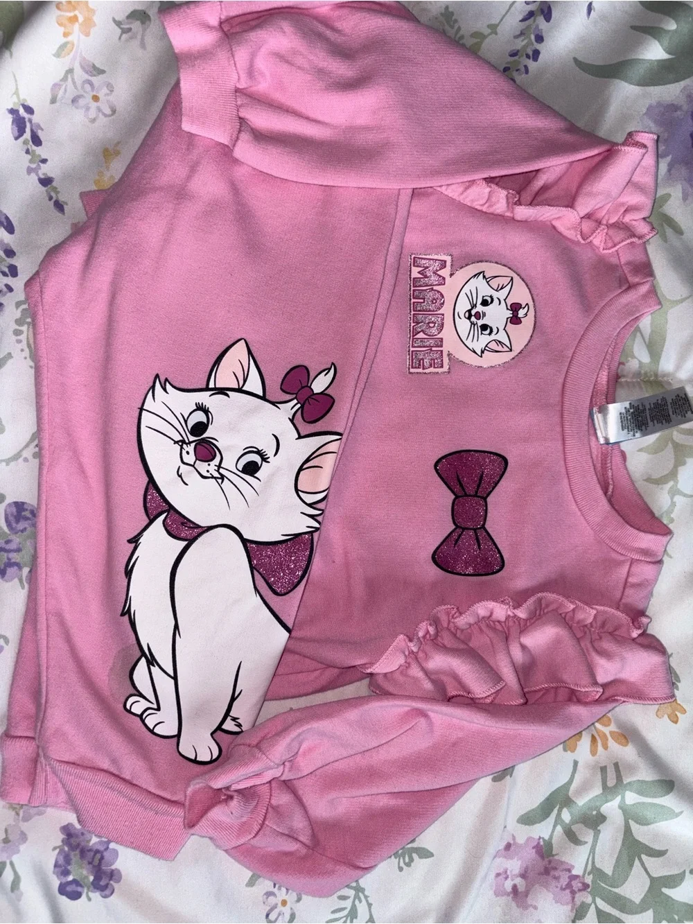 Disney Pink Marie Ruffle Sleeve Sweatshirt And Pants